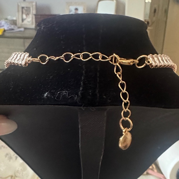 Upcycled Chanel charm on Gold Rhinestone Tennis Necklace - Picture 6 of 8